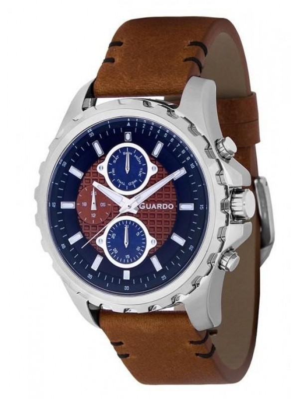 фото Мужские наручные часы GUARDO Premium 11252-2 синий+коричневый