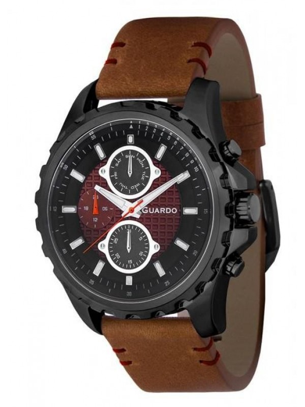 фото Мужские наручные часы GUARDO Premium 11252-4 чёрный+коричневый